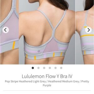 Lululemon Gray and Yellow Striped Sports Bra